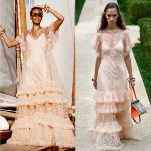Tory Burch Pink Sunny Tulle Ruffle Dress